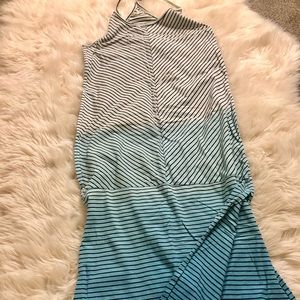 Blue and white ombré striped tank maxi dress, size S